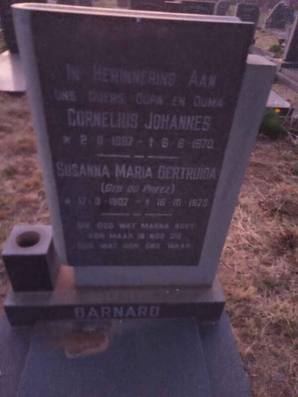 BARNARD Cornelius Johannes 1897-1970 & Susanna Maria Gertruida DU PREEZ 1907-1975