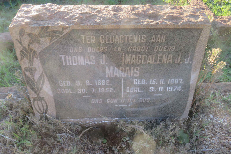 MARAIS Thomas J. 1882-1952 & Magdalena J.J. 1887-1974