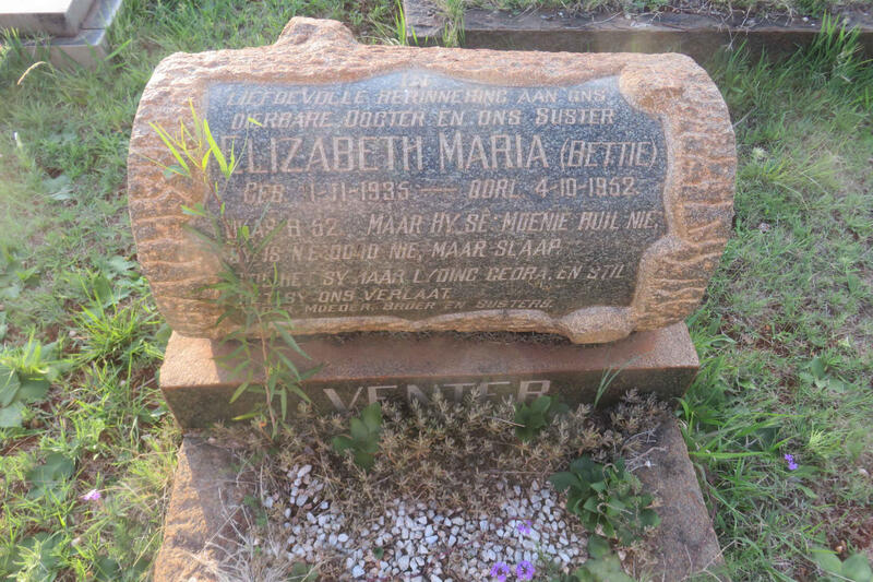 VENTER Elizabeth Maria 1935-1952