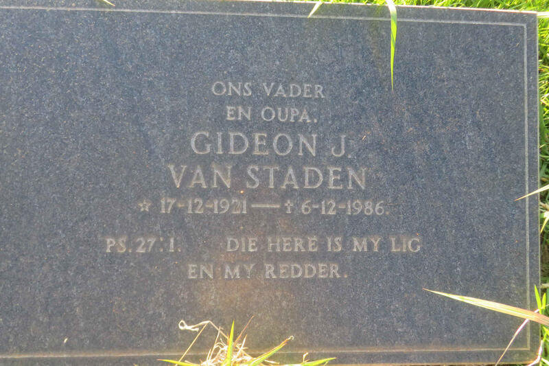 STADEN Gideon J., van 1921-1986