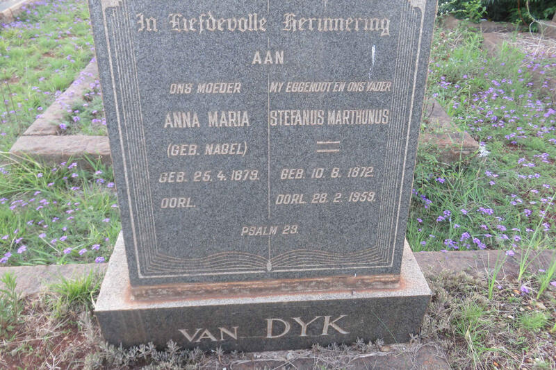 DYK Stefanus Marthunus, van 1872-1959 & Anna Maria NAGEL 1879-