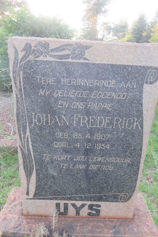 UYS Johan Frederick 1907-1954