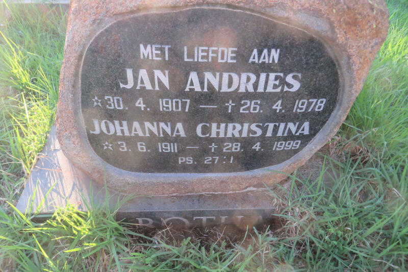 BOTHA Jan Andries 1907-1978 & Johanna Christina 1911-1999