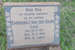 BANK Carolina I., van der 1911-1960