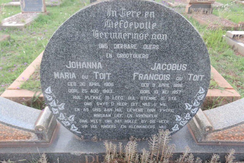 TOIT Jacobus Francois, du 1896-1957 & Johanna Maria 1906-1983
