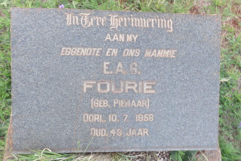 FOURIE E.A.G. nee PIENAAR -1958