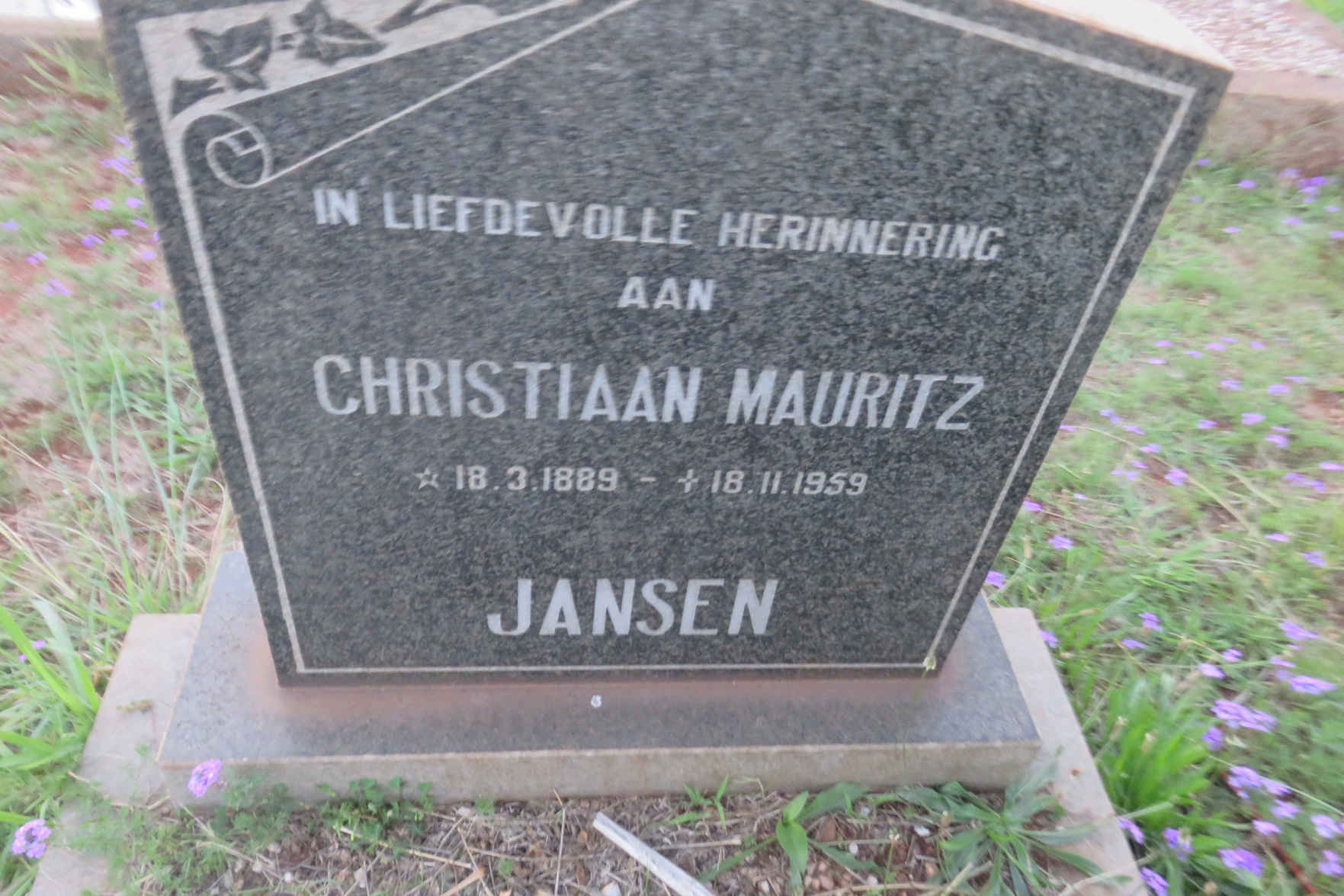 JANSEN Christiaan Mauritz 1889-1959