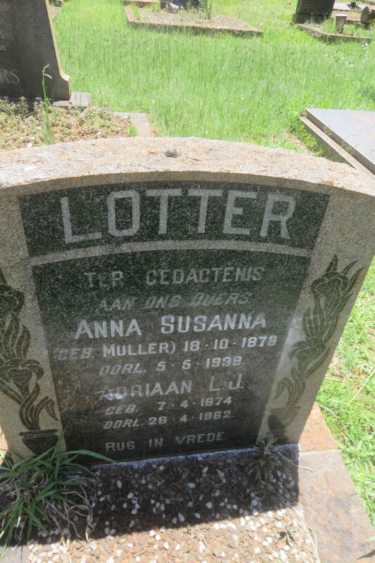 LOTTER Adriaan L.J. 1874-1962 & Anna Susanna MULLER 1878-1939