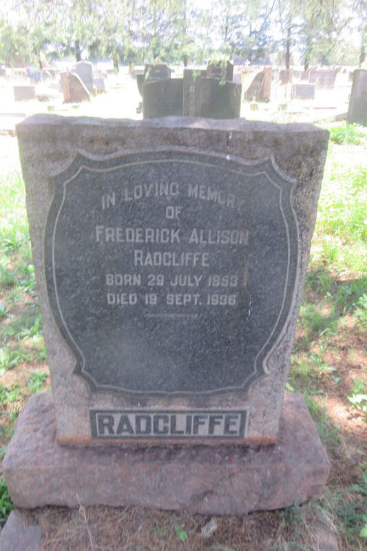 RADCLIFFE Frederick Allison 1853-1936