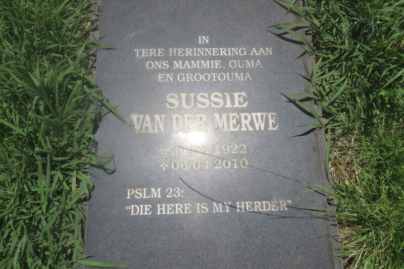 MERWE Sussie, van der 1922-2010