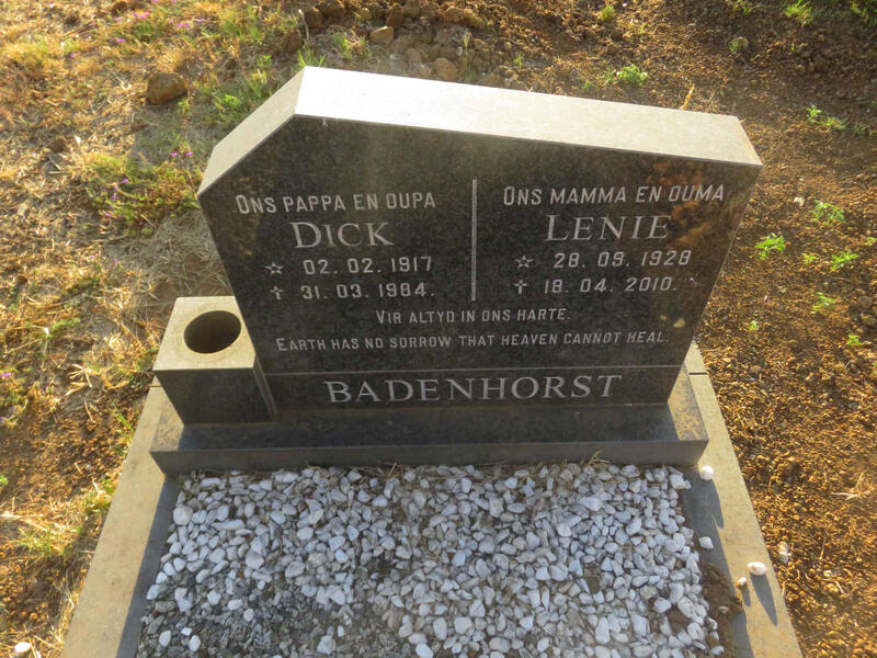 BADENHORST Dick 1917-1984 & Lenie 1928-2010