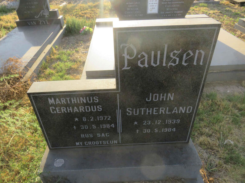PAULSEN John Sutherland 1939-1984 :: PAULSEN Marthinus Gerhardus 1972-1984