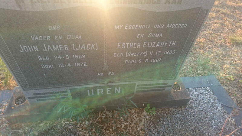 UREN John James 1902-1972 & Esther Elizabeth GREEFF 1903-1967