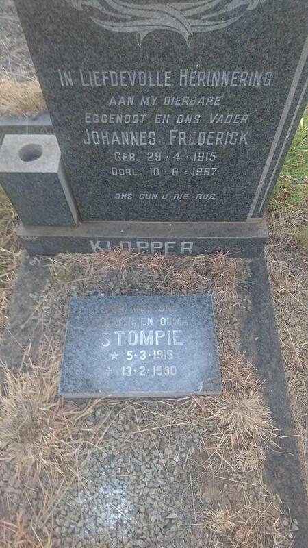 KLOPPER Johannes Frederick 1915-1967 & Stompie 1915-1990