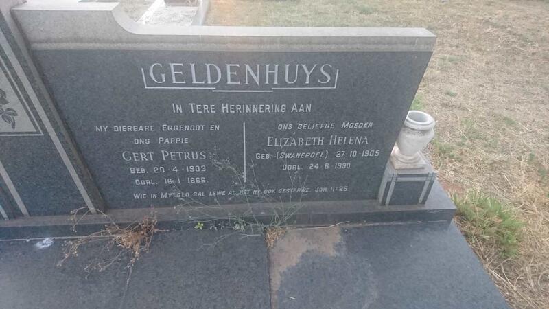 GELDENHUYS Gert Petrus 1903-1966 & Elizabeth Helena SWANEPOEL 1905-1990