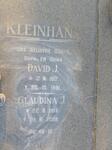 KLEINHANS David J. 1917-1981 & Glaudina J. 1913-2008