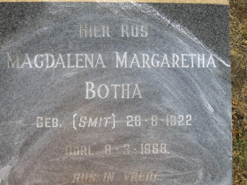 BOTHA Magdalena Margaretha nee SMIT 1922-1968