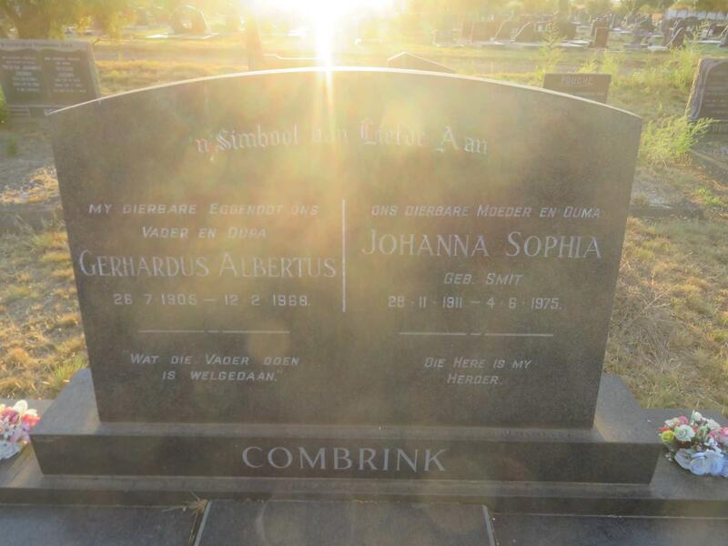 COMBRINK Gerhardus Albertus 1905-1968 & Johanna Sophia SMIT 1911-1975