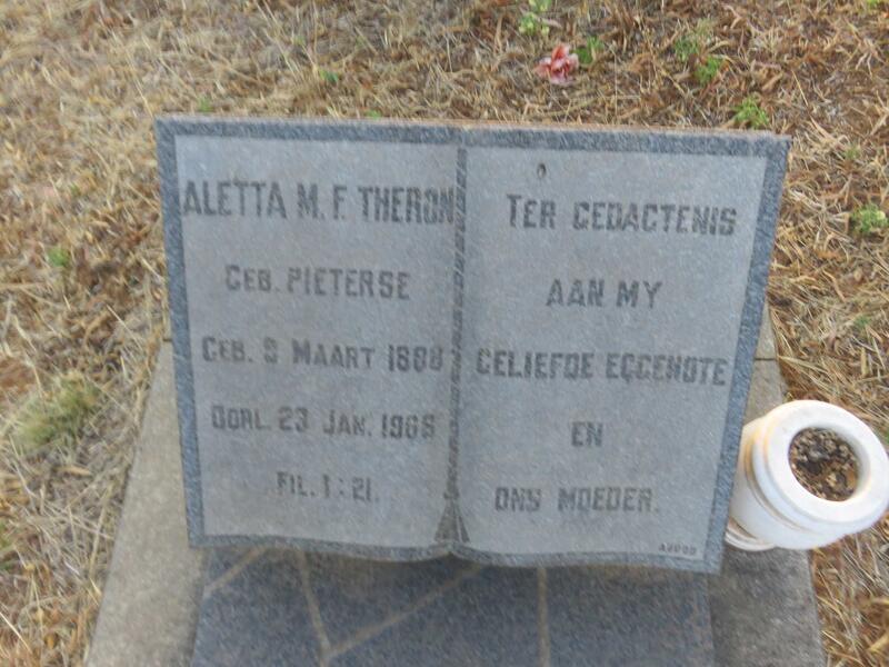 THERON Aletta M.F. nee PIETERSE 1888-1966