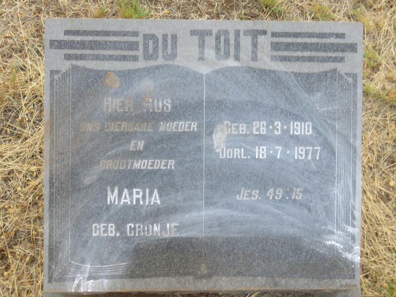TOIT Maria, du nee CRONJE 1910-1977