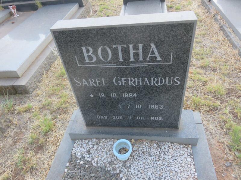 BOTHA Sarel Gerhardus 1884-1963