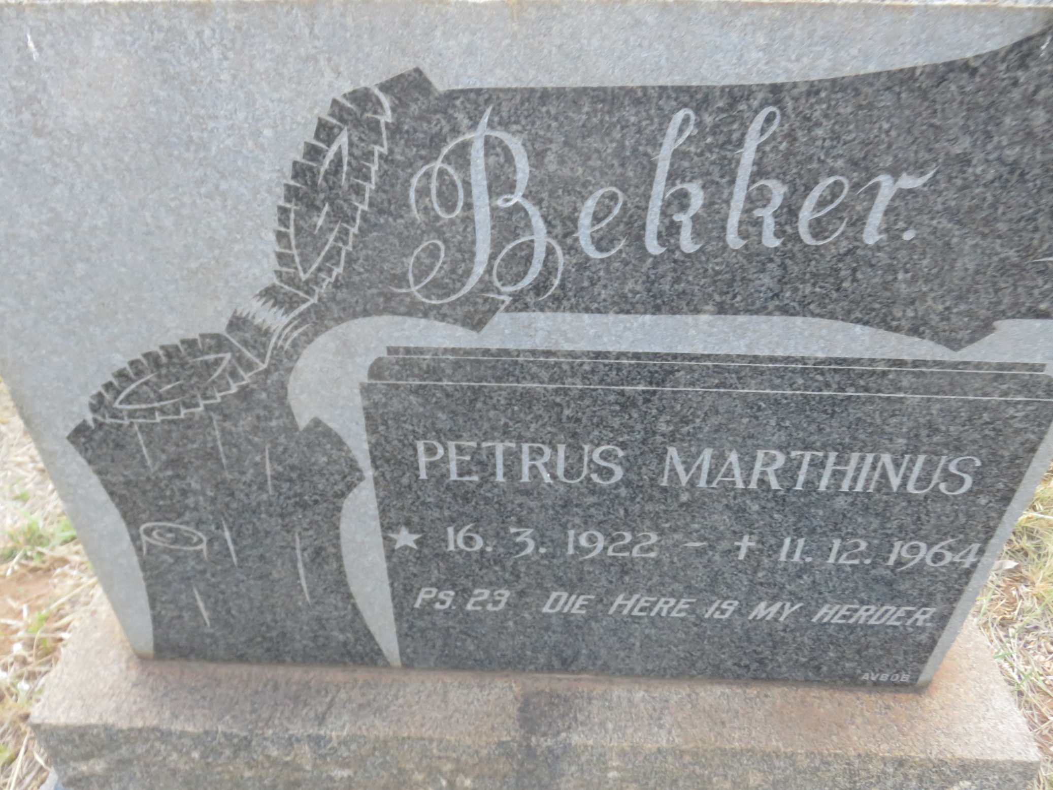 BECKER Petrus Marthinus 1922-1964