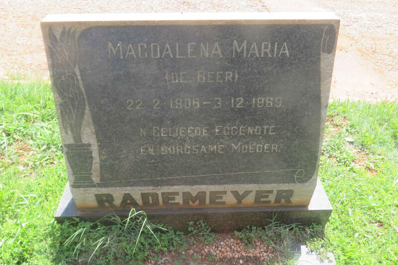 RADEMEYER Magdalena Maria nee DE BEER 1906-1969