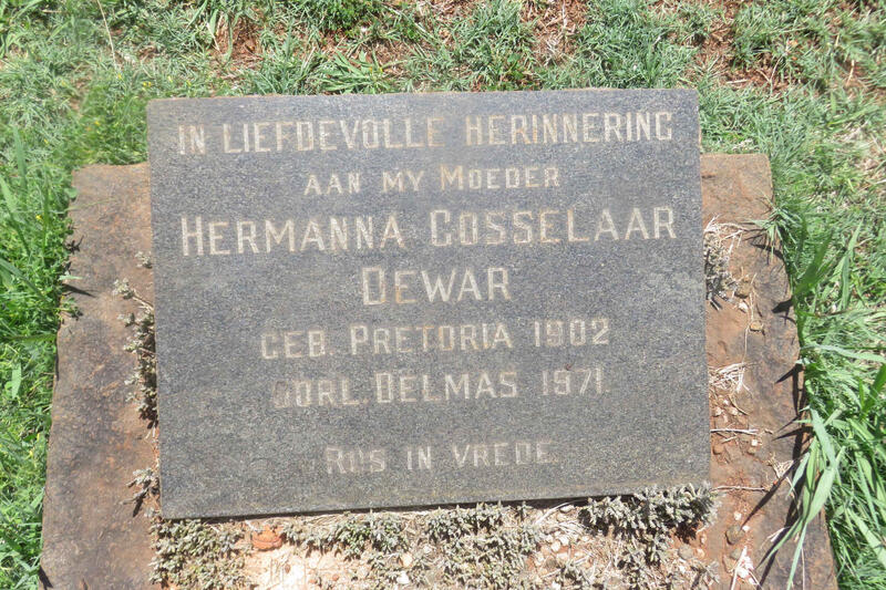 DEWAR Hermanna Gosselaar 1902-1971