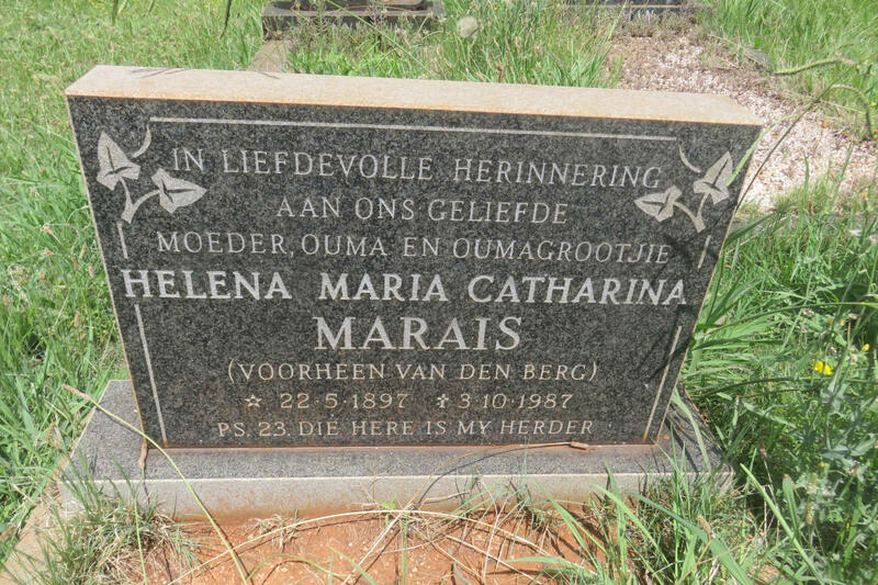 MARAIS Helena Maria Catharina nee VAN DEN BERG 1897-1987