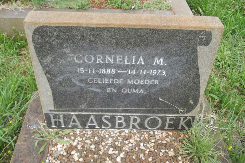 HAASBROEK Cornelia M. 1888-1973