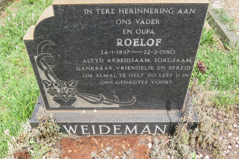 WEIDEMAN Roelof 1897-1980