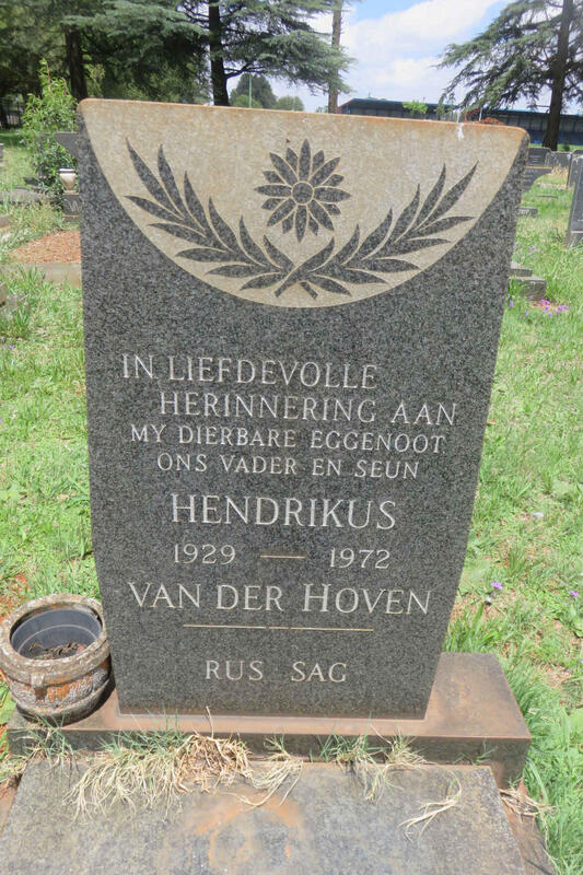 HOVEN Hendrikus, van der 1929-1972