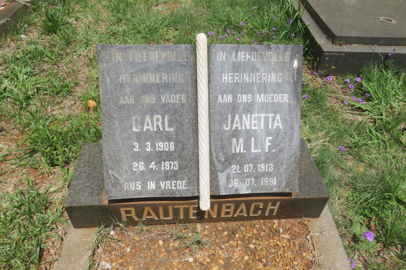 RAUTENBACH Carl 1906-1973 & Janetta M.L.F. 1913-1991