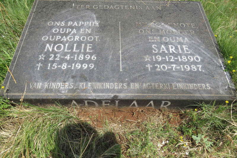 ADELAAR Nollie 1896-1999 & Sarie 1890-1987