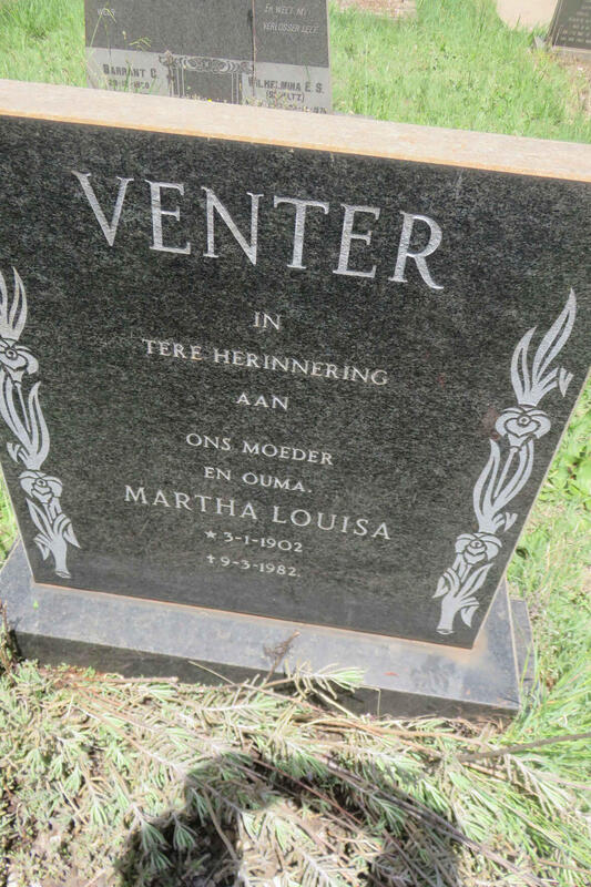 VENTER Martha Louisa 1902-1982