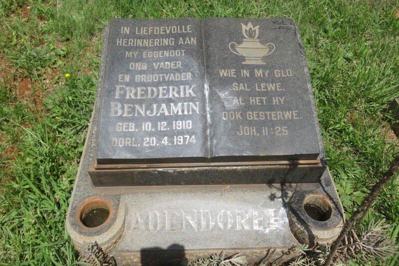 ADENDORFF Frederik Benjamin 1910-1974
