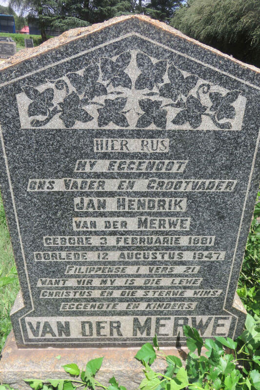 MERWE Jan Hendrik, van der 1881-1947