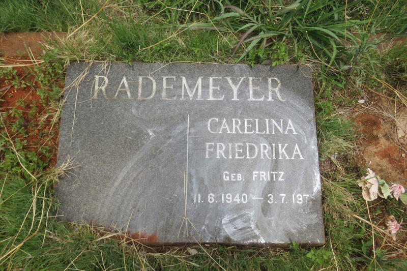RADEMEYER Carelina Friedrika nee FRITZ 1940-1975