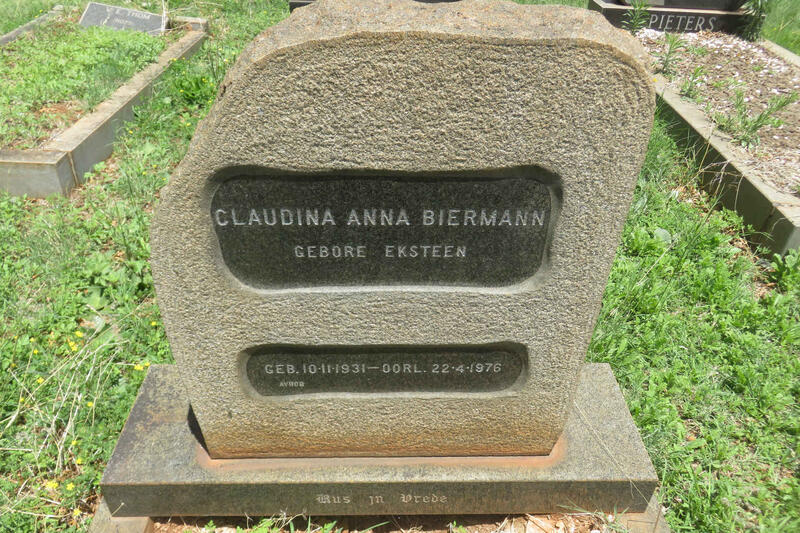 BIERMANN Claudina Anna nee EKSTEEN 1931-1976