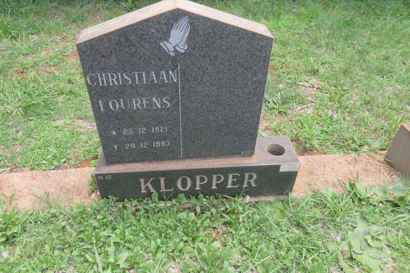 KLOPPER Christiaan Lourens 1921-1993