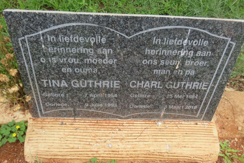 GUTHRIE Tina 1954-1993 :: GUTHRIE Charl 1984-2018