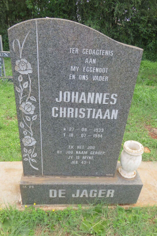 JAGER Johannes Christiaan, de 1939-1994