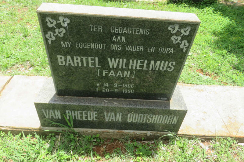 OUDTSHOORN Bartel Wilhelmus, VAN RHEEDE VAN 1906-1990