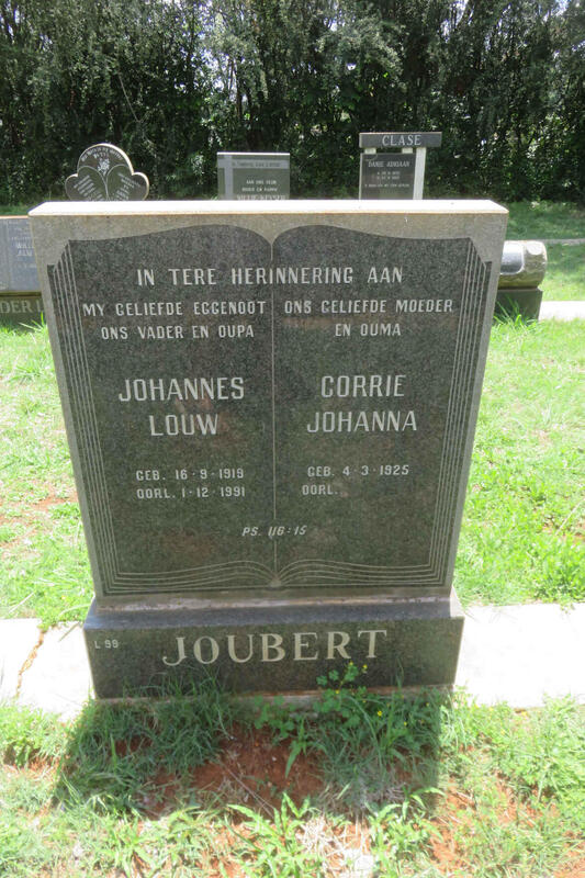 JOUBERT Johannes Louw 1919-1991 & Corrie Johanna 1925-
