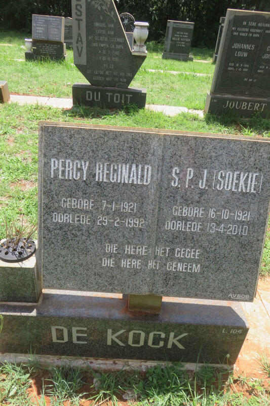 KOCK Percy Reginald, de 1921-1992 & S.P.J. 1921-2010