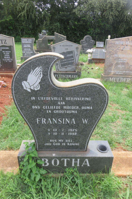 BOTHA Fransina W. 1925-1992