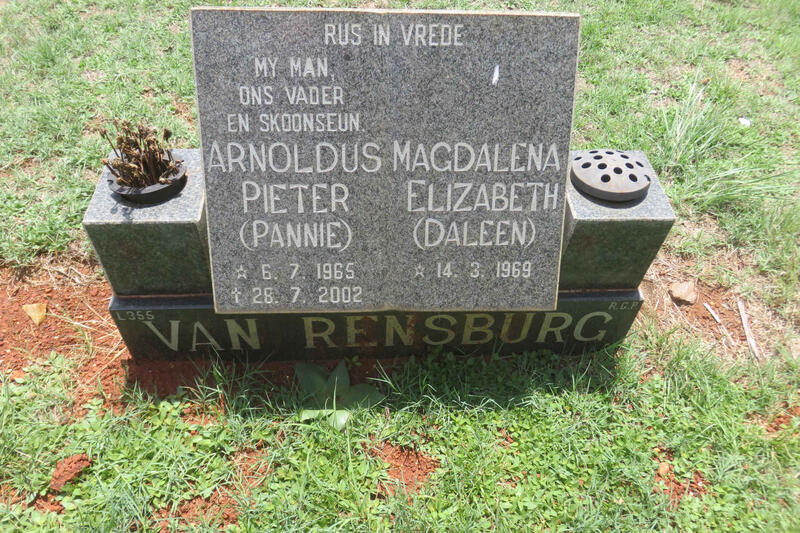 RENSBURG Arnoldus Pieter, van 1965-2002 & Magdalena Elizabeth 1969-