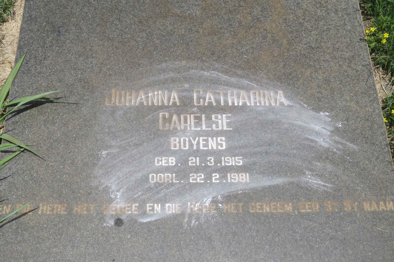 CARELSE Johanna Catharina nee BOYENS 1915-1981