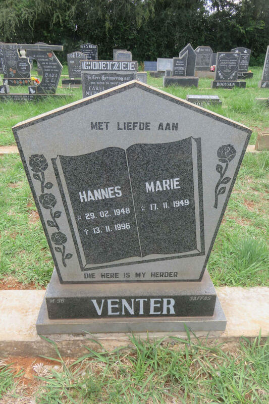 VENTER Hannes 1948-1996 & Marie 1949-