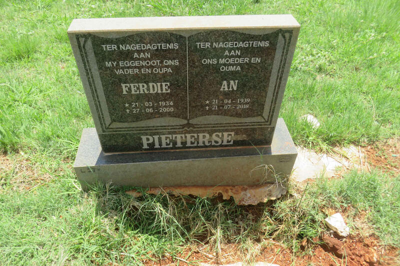 PIETERSE Ferdie 1934-2000 & An 1939-2018